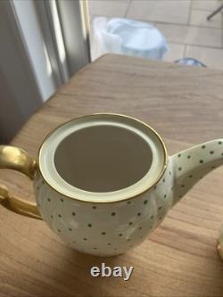 Ensemble de café Carlton Ware Hand Rita 15 pièces rare crème or et pois verts