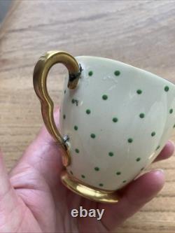 Ensemble de café Carlton Ware Hand Rita 15 pièces rare crème or et pois verts