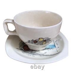 Ensemble de café MCM Midwinter Riviera 14 pièces en porcelaine blanche, bleue et noire vintage en très bon état (VGC)