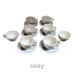 Ensemble de café MCM Midwinter Riviera 14 pièces porcelaine blanche bleue noire vintage en très bon état