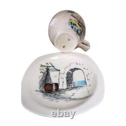 Ensemble de café MCM Midwinter Riviera 14 pièces porcelaine blanche bleue noire vintage en très bon état