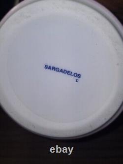 Ensemble de café MCM Vintage Sargadelos ESPAGNE Poterie Rose Bleue Chevaux Étoiles MINT