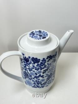 Ensemble de café Melitta vintage en porcelaine blanche et bleue avec fleurs des années 1970