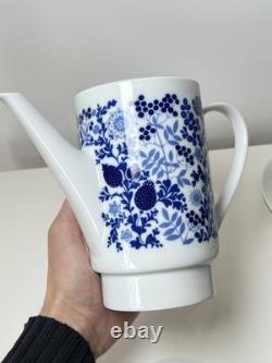 Ensemble de café Melitta vintage en porcelaine blanche et bleue avec fleurs des années 1970