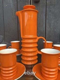 Ensemble de café Retro Carlton Ware Wellington orange des années 1970 Classique Vintage