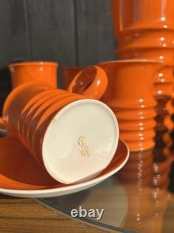 Ensemble de café Retro Carlton Ware Wellington orange des années 1970 Classique Vintage