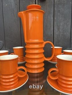 Ensemble de café Retro Carlton Ware Wellington orange des années 1970 Classique Vintage