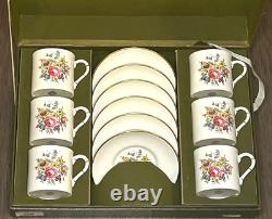 Ensemble de café Royal Worcester Vintage en boîte pour 6 personnes dans sa boîte d'origine