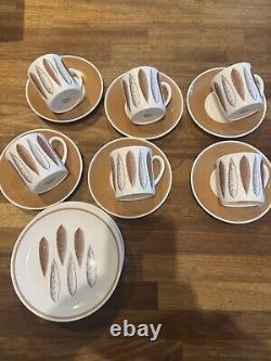 Ensemble de café Suzie Cooper et assiettes à dessert en porcelaine de bone china x6 Hyde Park vintage