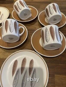 Ensemble de café Suzie Cooper et assiettes à dessert en porcelaine de bone china x6 Hyde Park vintage