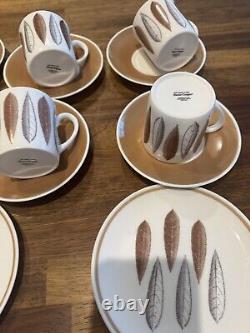 Ensemble de café Suzie Cooper et assiettes à dessert en porcelaine de bone china x6 Hyde Park vintage