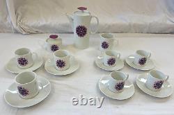 Ensemble de café Thomas Germany Pin Wheel Violet 16 pièces Vintage Vente de charité