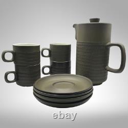 Ensemble de café VTG MCM en grès Denby Camelot vert olive foncé avec pot/tasses/saucières