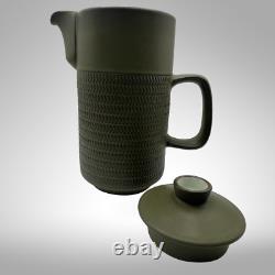 Ensemble de café VTG MCM en grès Denby Camelot vert olive foncé avec pot/tasses/saucières