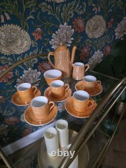 Ensemble de café Vintage Empire Ware Orange Lustre Angleterre 35 années 1930-1950