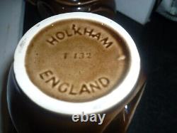 Ensemble de café Vintage Holkham Pottery de 9 pièces avec des chouettes des années 1960.