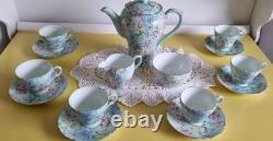 Ensemble de café Vintage Shelley Melody 13453, cafetière, crémier, sucrier, tasses et soucoupes