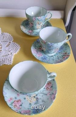 Ensemble de café Vintage Shelley Melody 13453, cafetière, crémier, sucrier, tasses et soucoupes