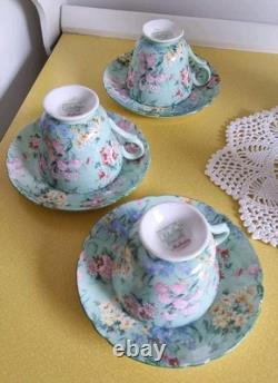 Ensemble de café Vintage Shelley Melody 13453, cafetière, crémier, sucrier, tasses et soucoupes