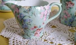 Ensemble de café Vintage Shelley Melody 13453, cafetière, crémier, sucrier, tasses et soucoupes