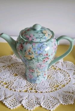 Ensemble de café Vintage Shelley Melody 13453, cafetière, crémier, sucrier, tasses et soucoupes