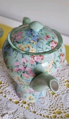 Ensemble de café Vintage Shelley Melody 13453, cafetière, crémier, sucrier, tasses et soucoupes