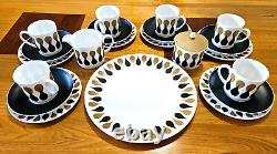 Ensemble de café Vintage Wedwood Susie Cooper Diablo 21 pièces pour six personnes 1968
