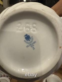 Ensemble de café à fleurs rouges Hollohaza Hongrie 1831 Vintage