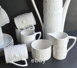 Ensemble de café blanc Vintage Pormeirion TOTEM par Susan Williams-Ellis, Angleterre