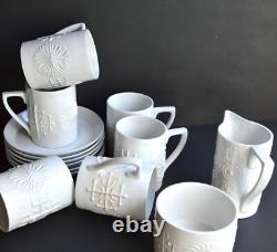 Ensemble de café blanc Vintage Pormeirion TOTEM par Susan Williams-Ellis, Angleterre