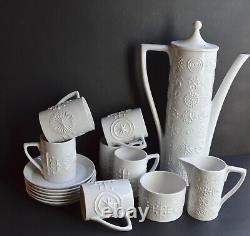 Ensemble de café blanc Vintage Pormeirion TOTEM par Susan Williams-Ellis, Angleterre
