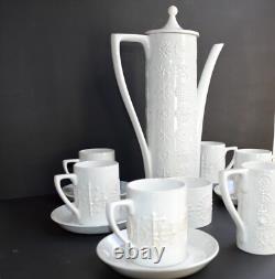 Ensemble de café blanc Vintage Pormeirion TOTEM par Susan Williams-Ellis, Angleterre