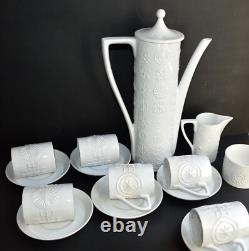 Ensemble de café blanc Vintage Pormeirion TOTEM par Susan Williams-Ellis, Angleterre