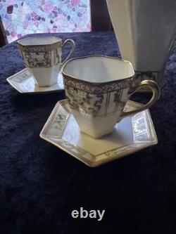 Ensemble de café/chocolat Vtg Noritake en or Moriage avec 4 tasses et 5 soucoupes