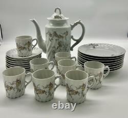 Ensemble de café/chocolat vintage Porsgrund Norvège Pansy pour 8 personnes