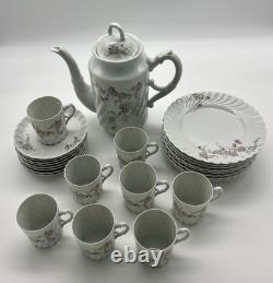 Ensemble de café/chocolat vintage Porsgrund Norvège Pansy pour 8 personnes