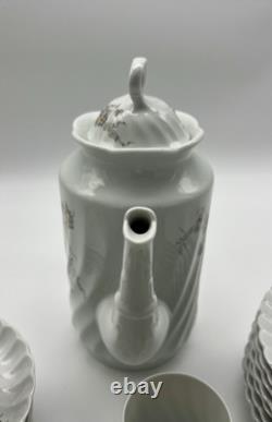 Ensemble de café/chocolat vintage Porsgrund Norvège Pansy pour 8 personnes