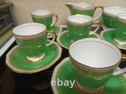 Ensemble de café/démitasse vintage c1938 Spode Copelands Ryde vert doré 18 pièces