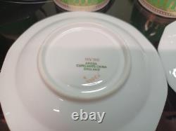 Ensemble de café/démitasse vintage c1938 Spode Copelands Ryde vert doré 18 pièces