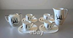 Ensemble de café en céramique Demitasse avec lait et sucre Atelier Forjaz Brésil vintage rare 1950