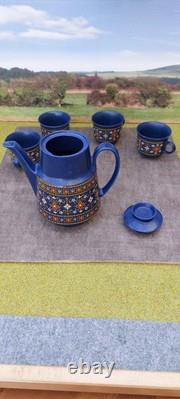 Ensemble de café en céramique vintage de Winterling Bavaria bleu floral des années 1960, poterie allemande.