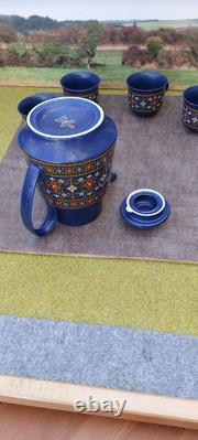 Ensemble de café en céramique vintage de Winterling Bavaria bleu floral des années 1960, poterie allemande.