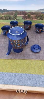 Ensemble de café en céramique vintage de Winterling Bavaria bleu floral des années 1960, poterie allemande.