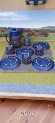 Ensemble de café en céramique vintage de Winterling Bavaria bleu floral des années 1960, poterie allemande.