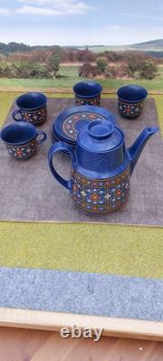 Ensemble de café en céramique vintage de Winterling Bavaria bleu floral des années 1960, poterie allemande.
