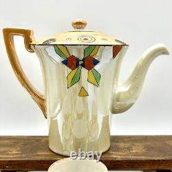 Ensemble de café en demi-tasse vintage Lutsterware peint à la main 14 pièces Art Déco Japon