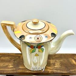 Ensemble de café en demi-tasse vintage Lutsterware peint à la main 14 pièces Art Déco Japon