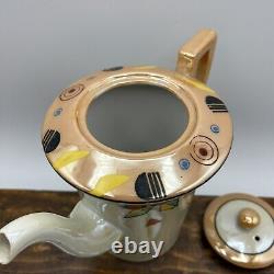 Ensemble de café en demi-tasse vintage Lutsterware peint à la main 14 pièces Art Déco Japon