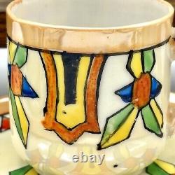 Ensemble de café en demi-tasse vintage Lutsterware peint à la main 14 pièces Art Déco Japon