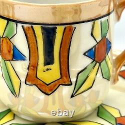 Ensemble de café en demi-tasse vintage Lutsterware peint à la main 14 pièces Art Déco Japon
